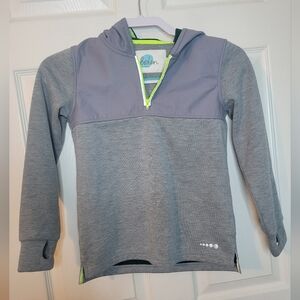 Boden Boys Hoodie 8-9Y Gray Long Sleeve Quarter Zip Thumbholes Activewear